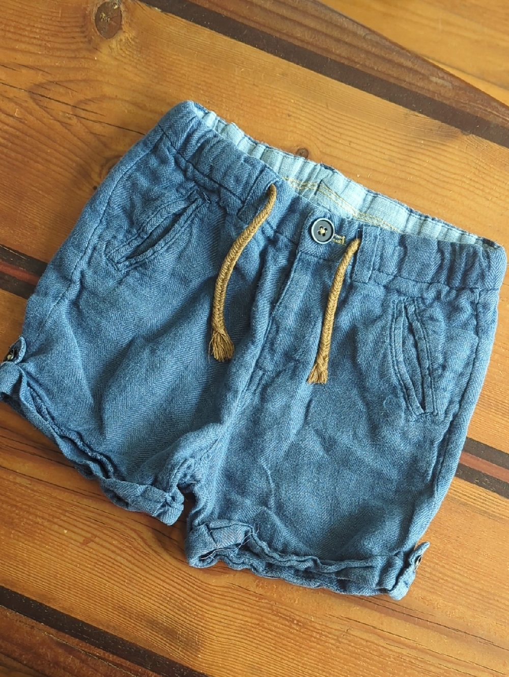 Girls' Blue Knit Drawstring Shorts
